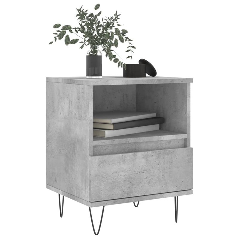 Ebenier 40cm W Manufactured Wood Bedside Table, Concrete Grey, Individual