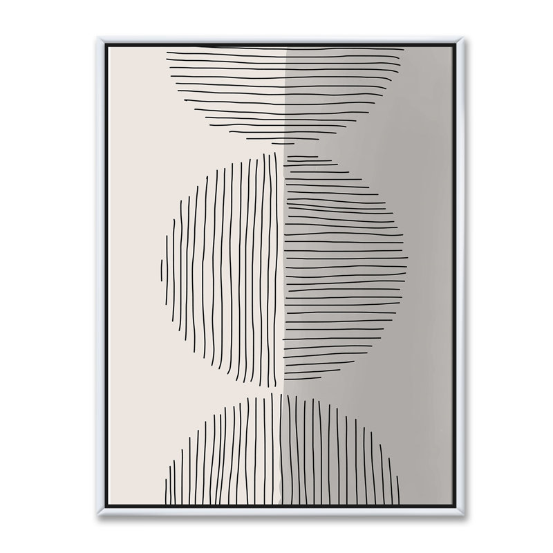 Minimal Geometric Lines and Circle VII - reproduction sur toile, H 20 po x l 12 po x P 1 po, Toile blanche encadrée