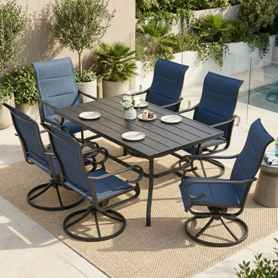 Ensemble de salle à manger rembourré 7 pièces avec trou pour parasol Burlington