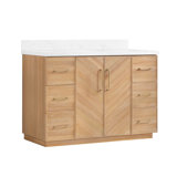 Hayter Single Bath Vanity in Acacia Classic Gray with White Grain Composite Stone Top