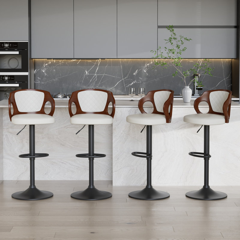 Ensemble de 4 tabourets de bar pivotants Ferriera, Blanc