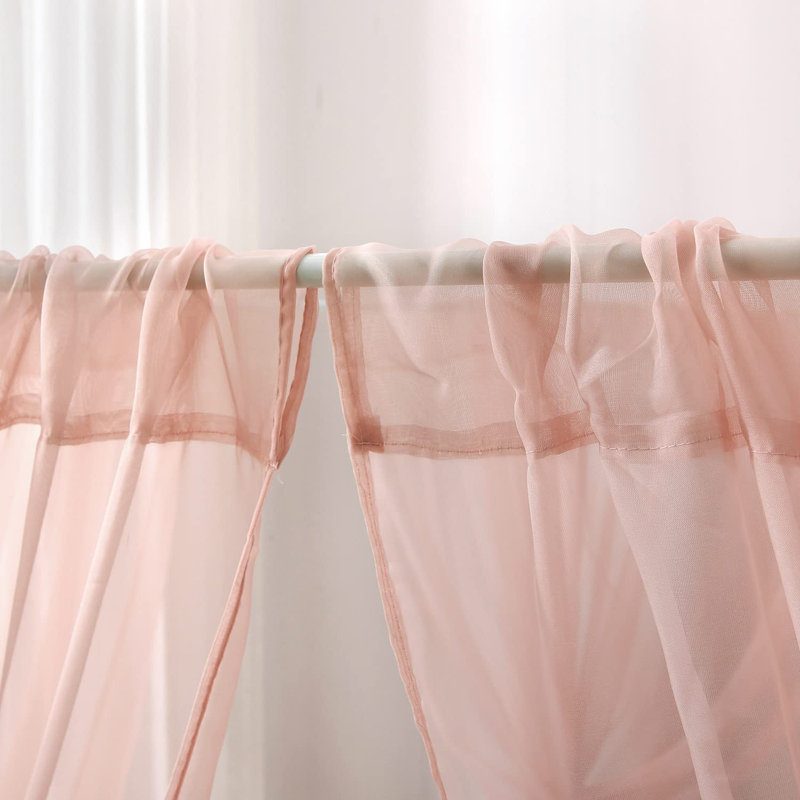 Rideaux de lit à baldaquin pour grand lit, baldaquin de lit Princess pour chambre de fille, écharpe de lit à baldaquin adultes (rose poudré)