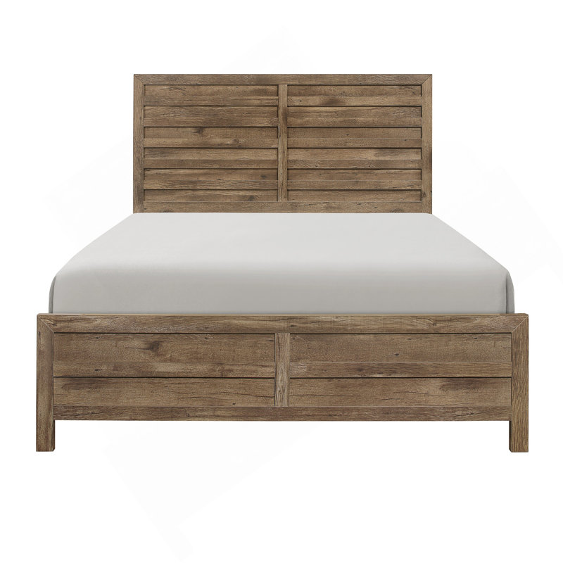 Mobilier de chambre à coucher de style rustique avec motif de lignes de lit moderne patiné avec finition en pin vieilli 1pc