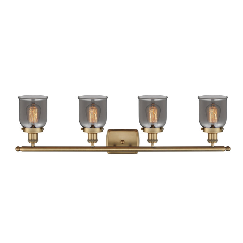 Ballston Urban Bell - 4 Light 36" Bath Vanity Light, Plated Smoke, Brushed Brass, Incandescent