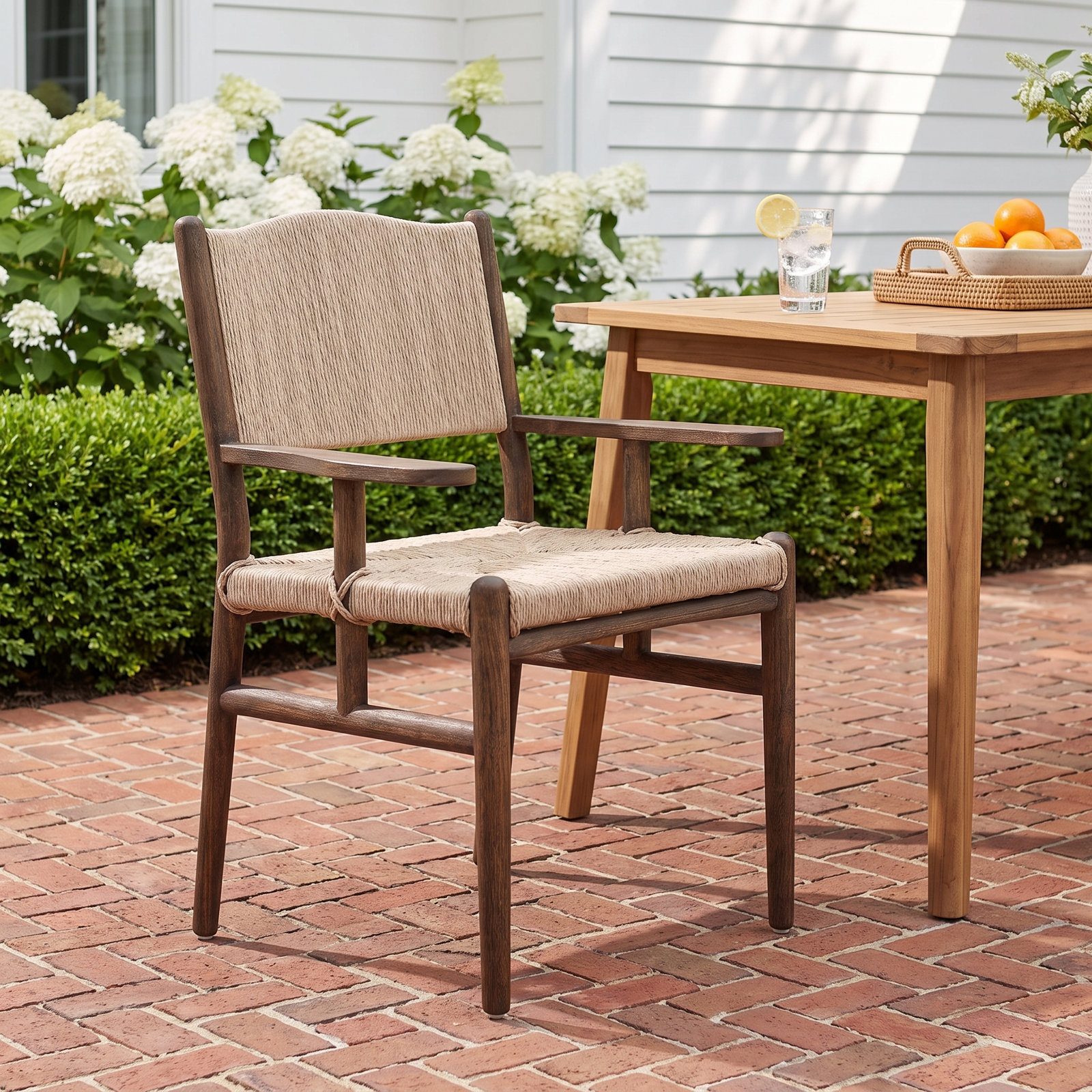 Abella Teak Patio Armchair, Brown