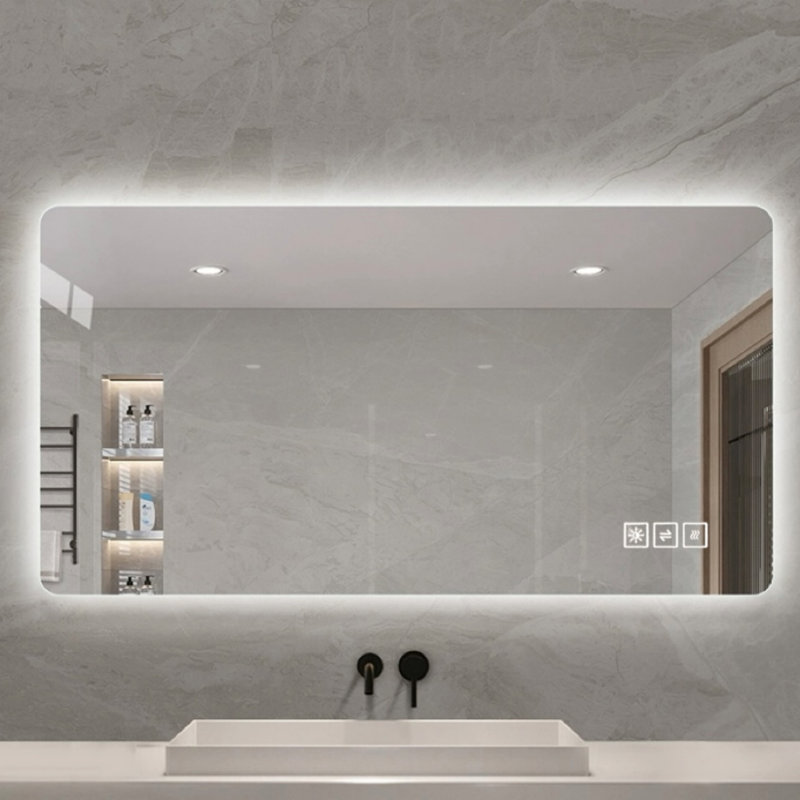 Miroir d'éclairage mural à DEL / miroir de salle de bain / miroir pleine grandeur / miroir de maquillage, éclairage tricolore + gradation + étanche IP44 + antibuée + interrupteur tactile 24 po x 48 po