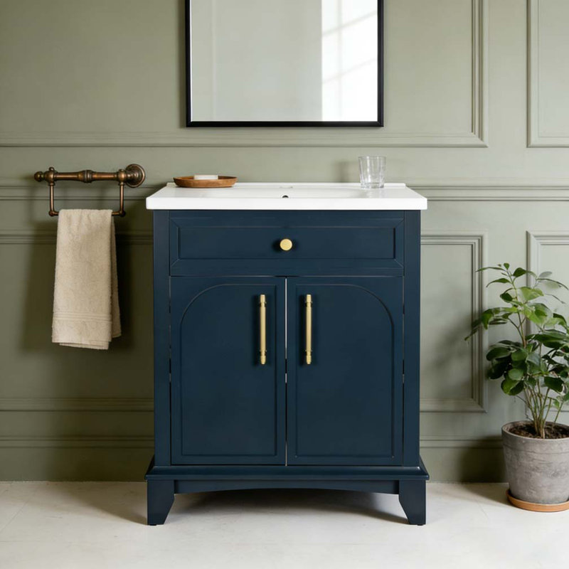 Ensemble de meuble-lavabo moderne 28 "avec surface peinte 28", Bleu