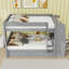 Lit superposé double en bois avec bureau et tablettes et tiroir-702000165