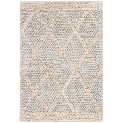 Khorie Natural Fiber Flat Weave Jute/Cotton/Wool Geometric Rug in Brown/Gray