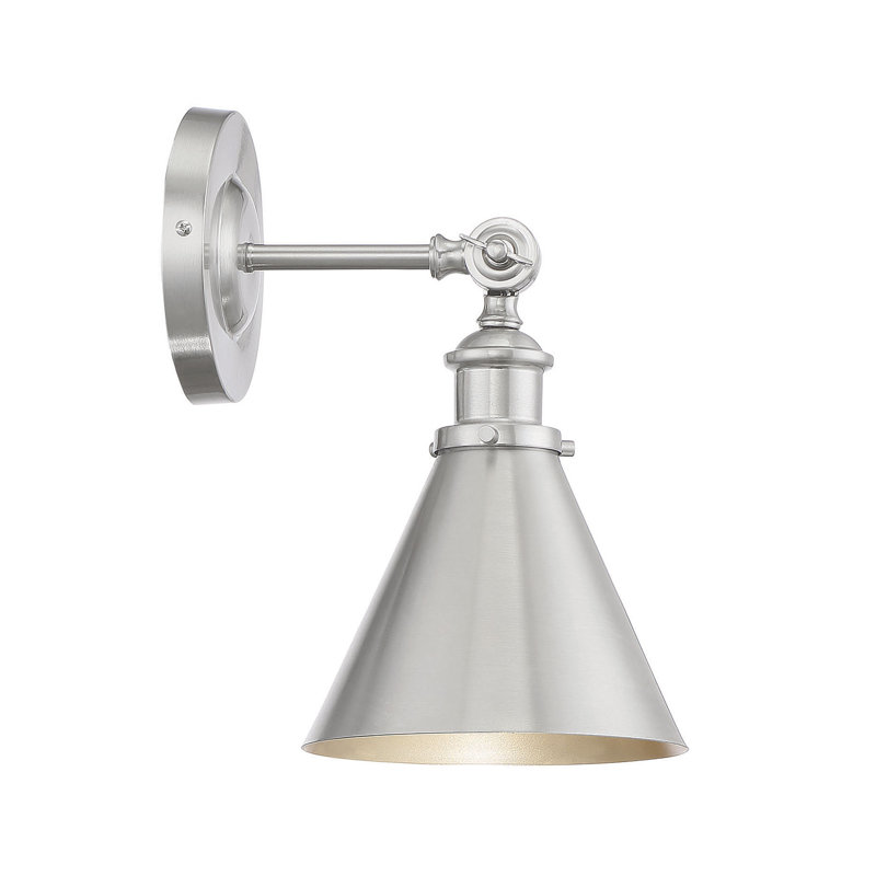 Kairi 1 - Light Dimmable Armed Sconce in Satin Nickel, Satin Nickel