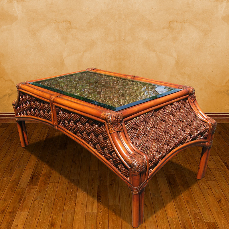 Schmitz Glass Top Single Coffee Table, Brownwash