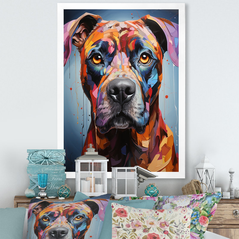 Boxer Boldness sur toile, 40" H x 30" W, White Picture Framed