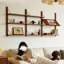3 tablettes murales en bois massif, présentoir à décor moderne pour chambre à coucher, salle de bain, cuisine, salon