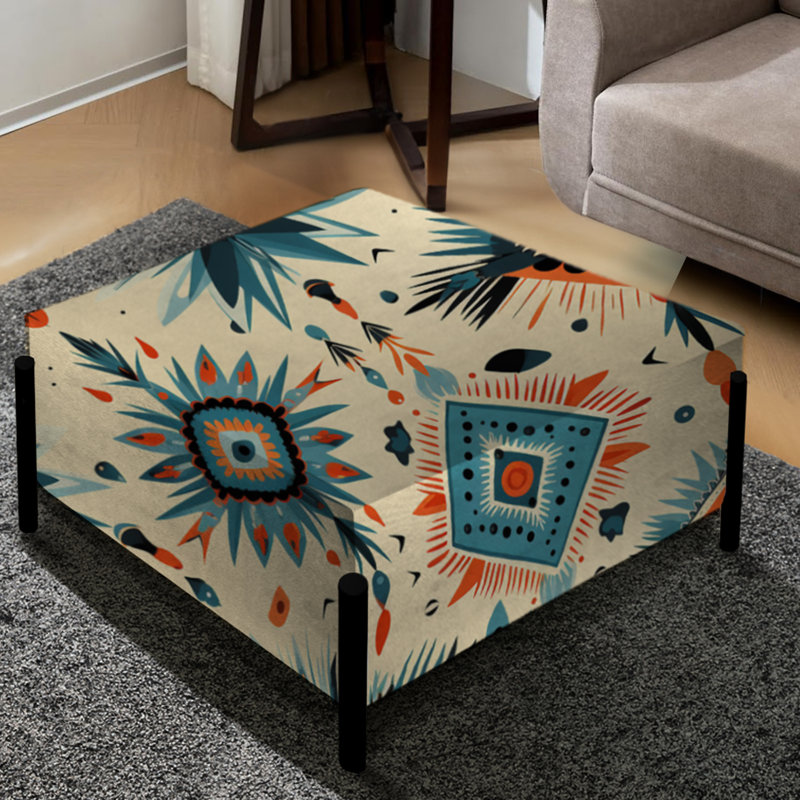 Nomadic Treasures Boho Motif I - Grand repose-pieds carré géométrique