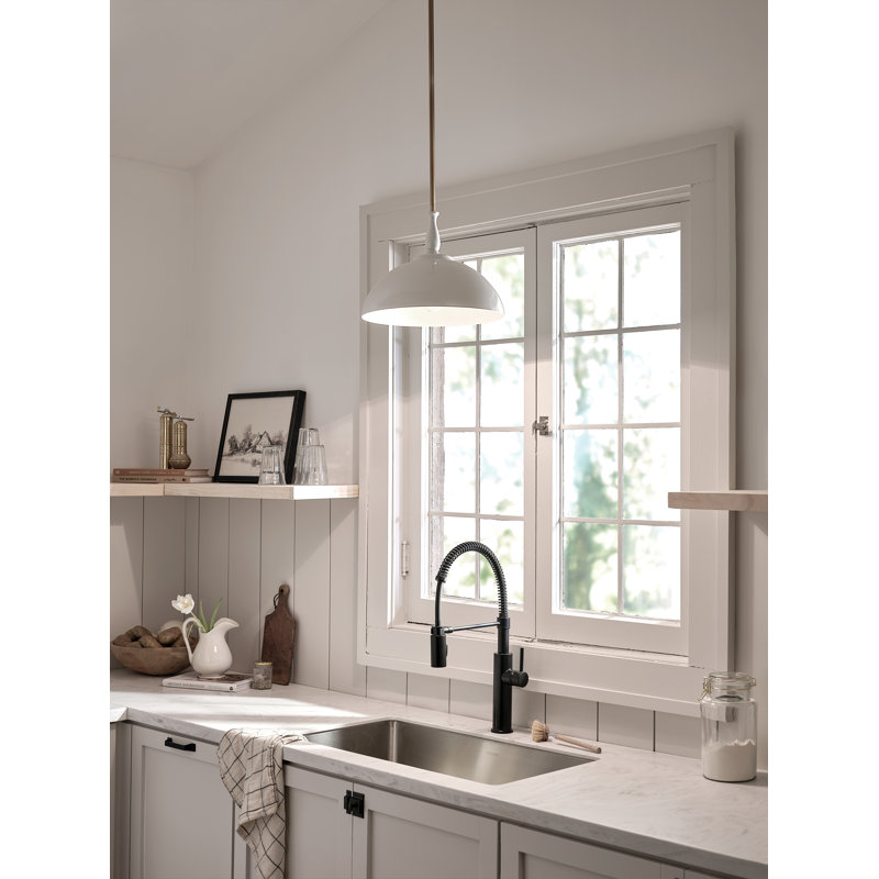 Greige Steel Dome Pendant Light with Beige Shade