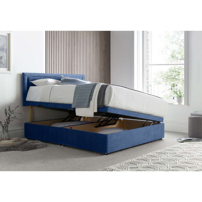 Charlie Naple Divan Side Lift with 24" Headboard on Struts   , Small Double (4'), Blue