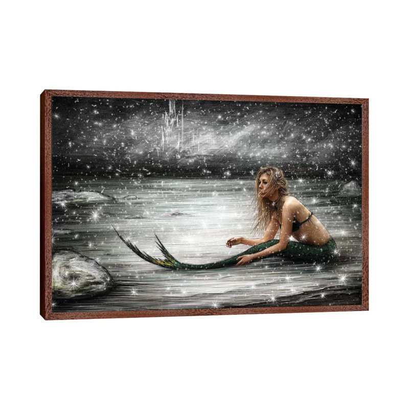 Winter Mermaid by Justin Gedak - Print on Canvas, Classic Brown Wood Framed, 45.72cm H x 66.04cm W x 3.81cm D