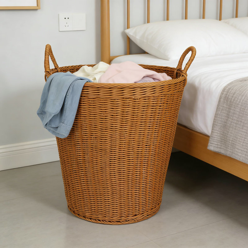 Panier à linge en rotin tissé à la main pour chambre à coucher et salle de bain, rangement pour serviettes, jouets et articles ménagers, design en osier naturel