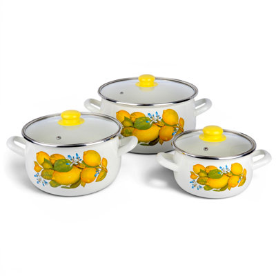 Ensemble de 3 casseroles à fond juteux avec couvercle en verre