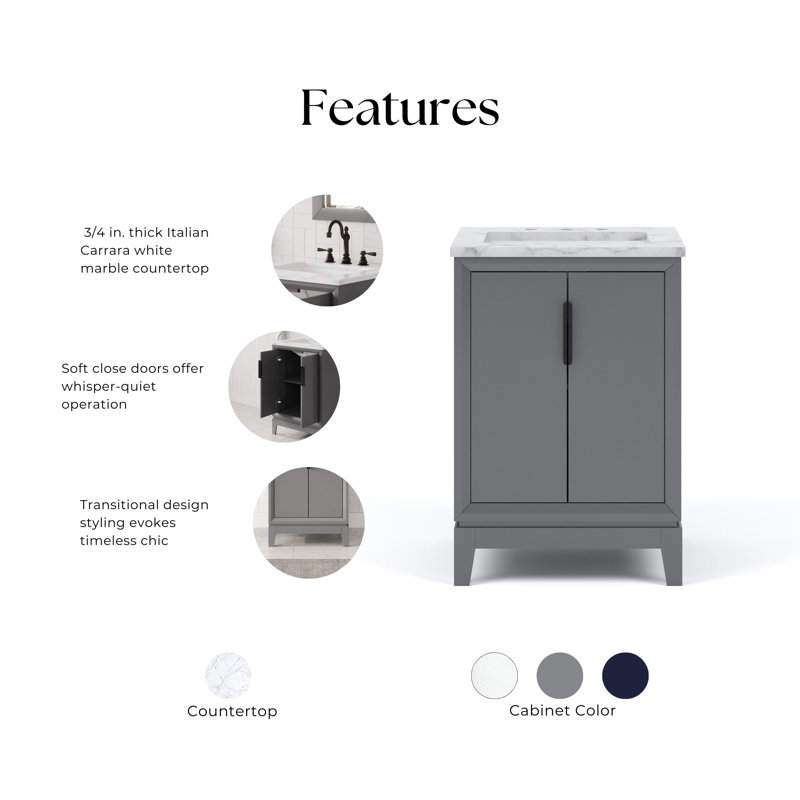 24" Single Bathroom Vanity Set, Cashmere Gray