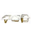 Ensemble de tables basses modernes Modern avec plateau en pierre frittée, structure en métal doré, pour chambre à coucher, salon