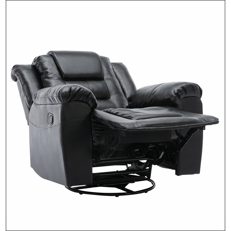 360°Swivel and Rocking Home Theatre Recliner Manual Recliner Chair with Wide Armrest, Black
