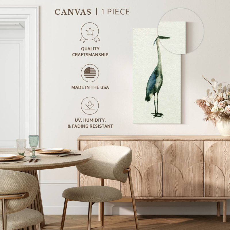 Héron bleu profond I, H 30 po x l 15 po