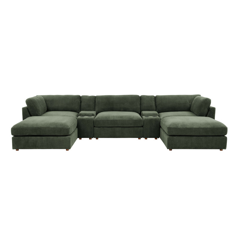 Auchterarder Modular Corduroy Sectional, Dark Green