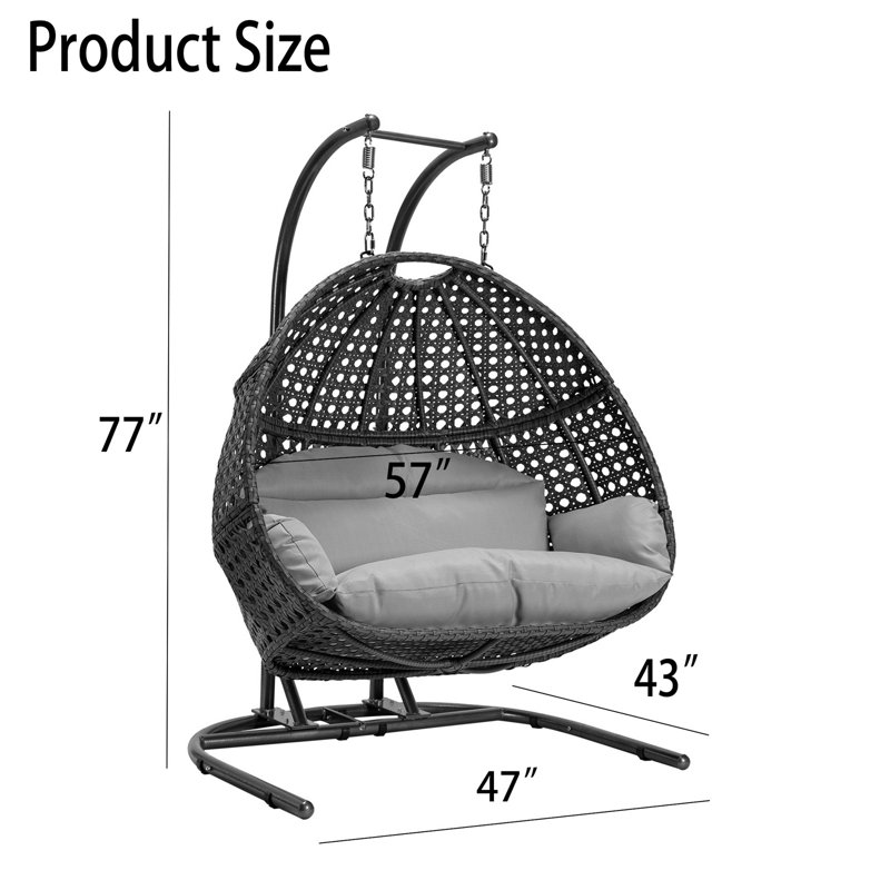 Leos 2 Person Egg Chair with Stand, Blue