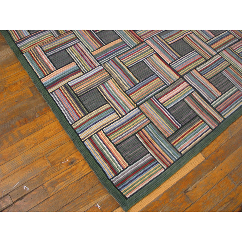 Tapis gris / rouge en laine noué à la main de conception unique 6 pi x 9 pi