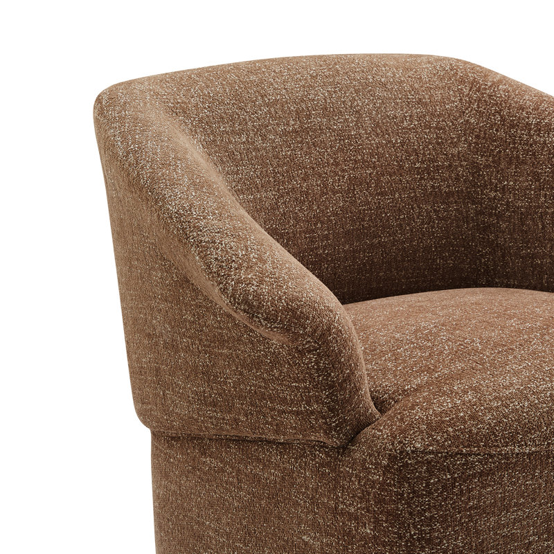 Morgana Upholstered Swivel Barrel Chair, Magonia Camel Tweed
