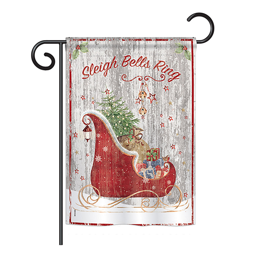 Sleigh Bells Ring Winter Christmas 2-Sided 18.5 x 13 in. Garden Flag Breeze Decor 