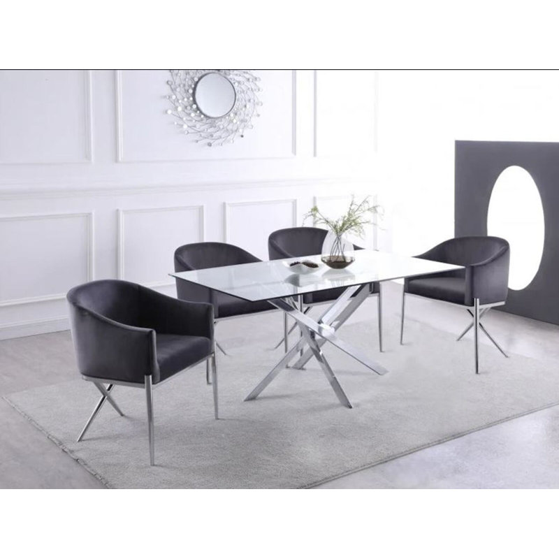 Table de salle à manger Virelli, H 30 po x L 63 po x P 36 po, Argent