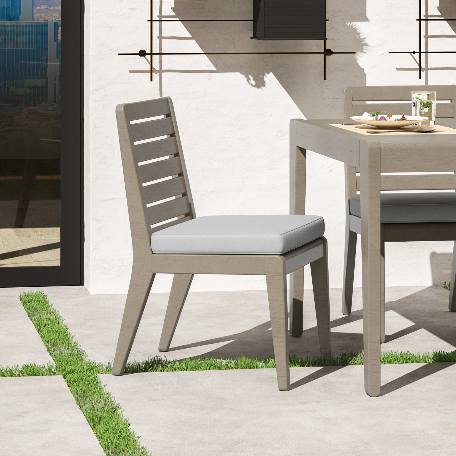 Ojai Wood Premium All-Weather Wicker Outdoor Dining Side Chairs with Cushions