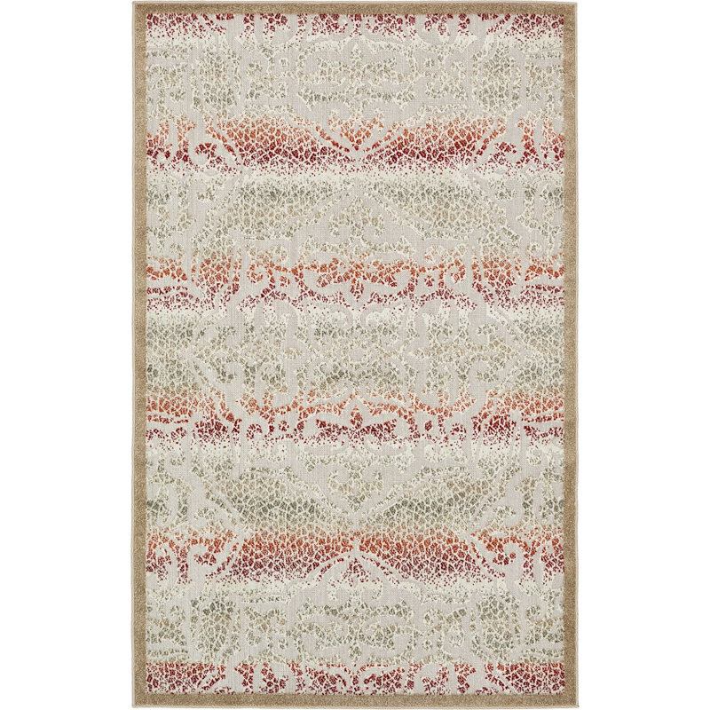 Outdoor Veranda Area Rug Ivory Color, Rectangle 5' x 8'