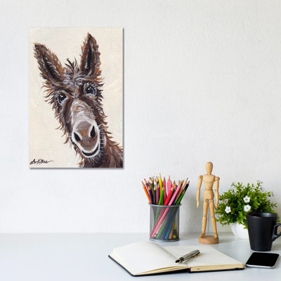 Rufus The Donkey On Cream by Hippie Hound Studios - Wrapped Canvas Print