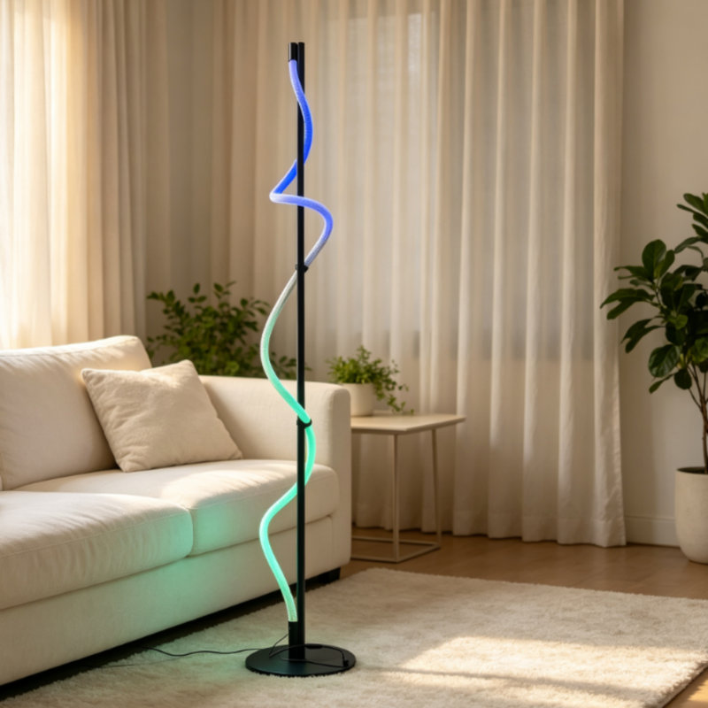 Lampe RVB RVB en nylon tissé flexible avec télécommande réglable pour salon, chambre à coucher