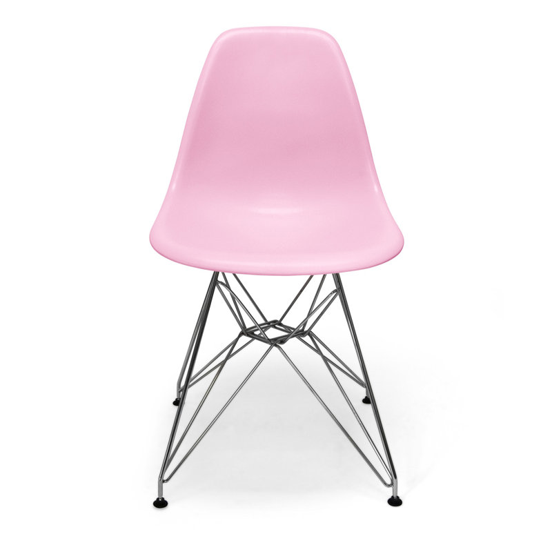 Mid-Century Classic Pink Matte Metal Side Chair