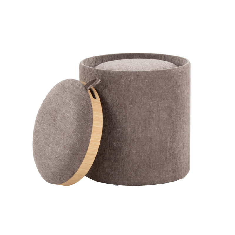 Ensemble de repose-pieds gigogne contemporain en tissu et bois, Brun