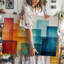 Toile, création d'une composition abstraite mettant en vedette un arrangement vibrant d'art mural chevauchant des rectangles translucides dans des tons de rouge-1104736168
