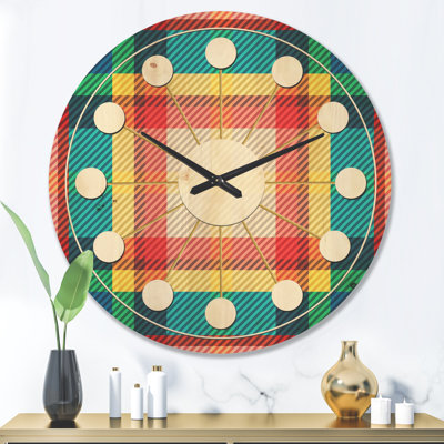 Horloge murale en bois à texture géométrique III
