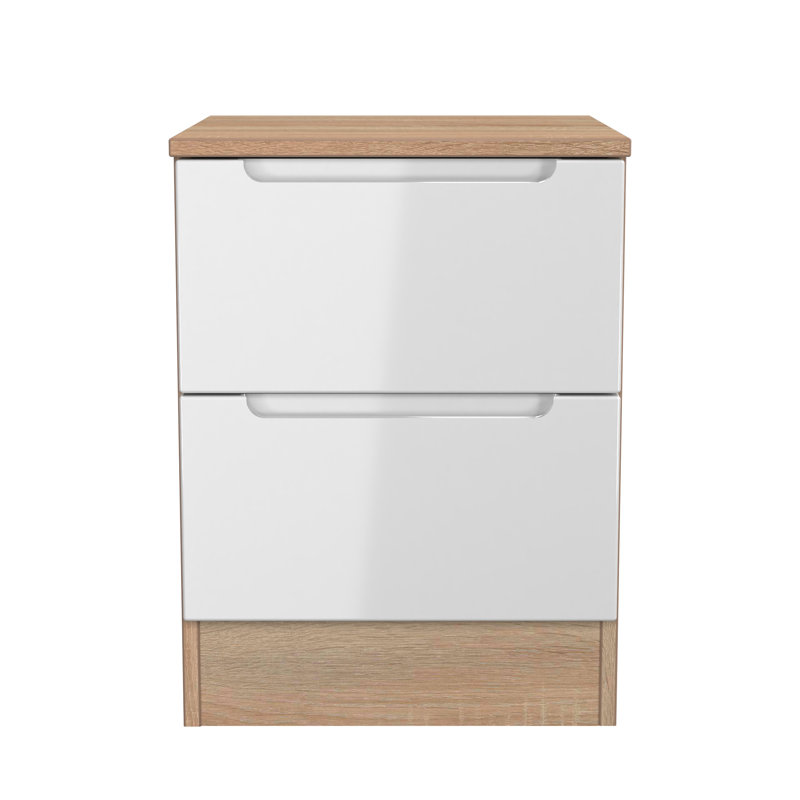 Bisma 37cm W Manufactured Wood Bedside Table, White/Oak