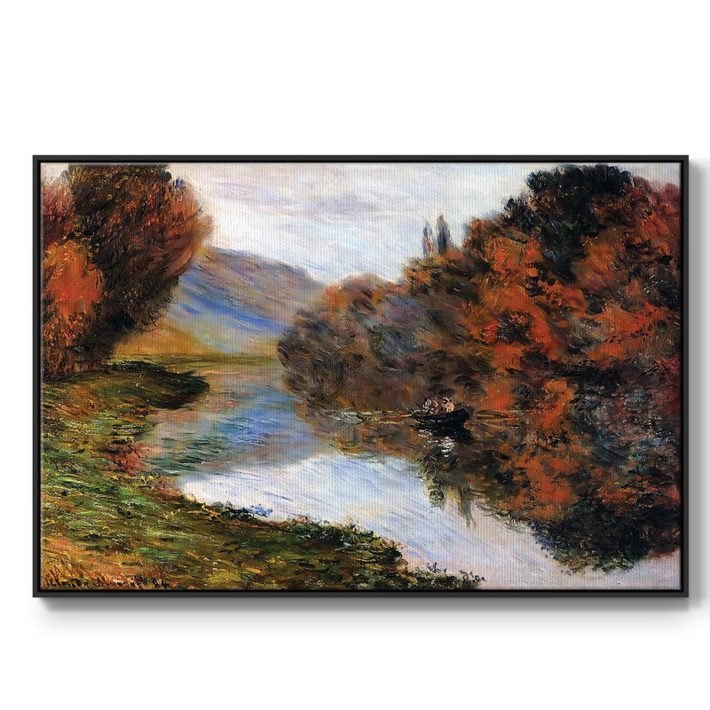 Chaloupe sur la seine à Jeufosse, 1884, H 41 po x l 27 po x P 2 po, Toile encadrée noire
