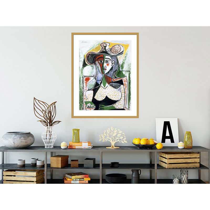 «Woman with a Large Hat» par Pablo Picasso, impression giclée sur cadre, H 41,5 po x l 32,71 po