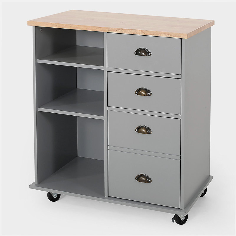 Modern Kitchen Trolley, Spacious, with Swivel Wheels, Gray