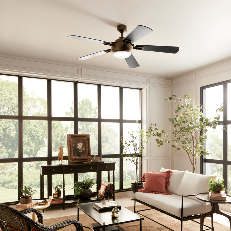 Ventilateur de plafond standard à 60 pales de 60 po à DEL avec contrôle mural et ensemble d'éclairage inclus