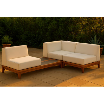 Immie 94" Wide Outdoor Right Hand Facing Patio Sectional with Cushions