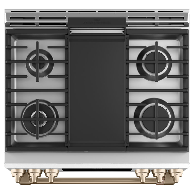 Matte White 30" Smart Gas Range with Convection Oven and Griddle