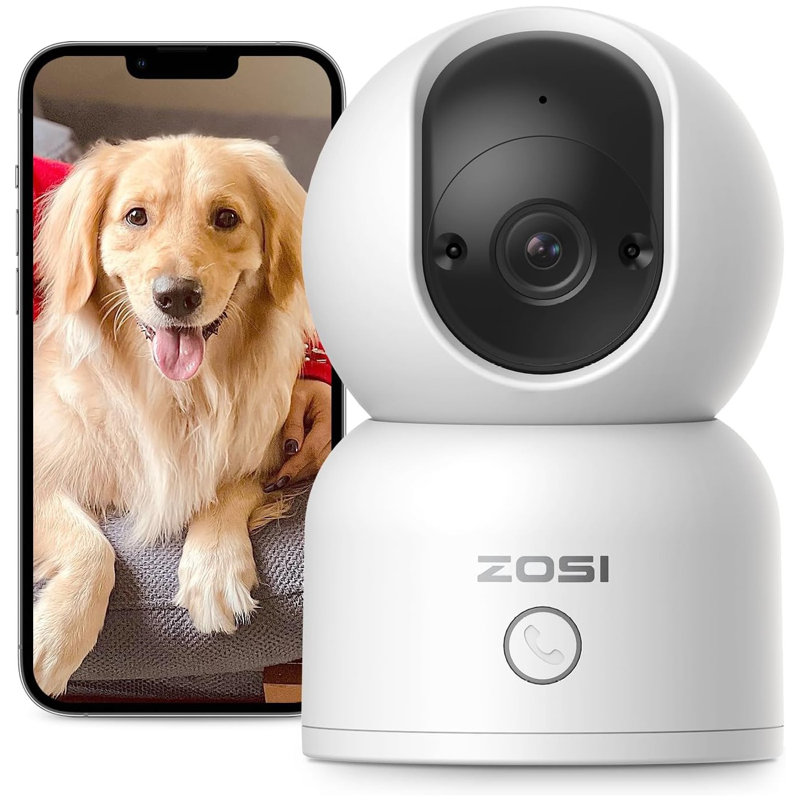 Caméra de sécurité PTZ 360 ° 3MP d'intérieur pour bébé / animal avec conversation bidirectionnelle, appel en un clic, vue à distance