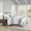 Ensemble d'édredon surdimensionné 6 pièces en jacquard de coton blanc / gris grand-119181251